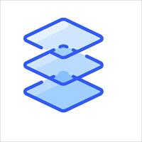 A blue and white logo with a stack of three stacked boxes vector