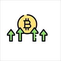 Bitcoin price chart with arrows and a bitcoin symbol vector