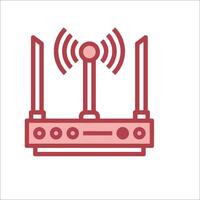 A red and white icon of a router vector