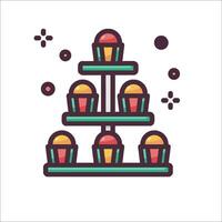 A cake stand with cupcakes on it vector