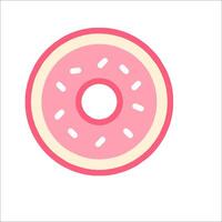 A pink donut with a white background vector