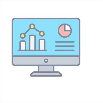 un computadora monitor con un grafico en eso vector