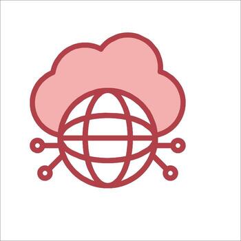 A cloud with a globe icon on it vector