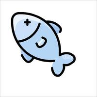 A cartoon fish with a cross on its head vector
