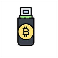Bitcoin usb flash drive icon illustration vector