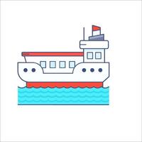 A ferry boat is shown in a line style vector