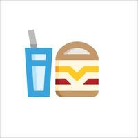 A hamburger and a glass of water next to each other vector