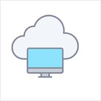 A computer monitor with a cloud in the background vector