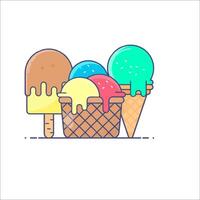 Ice cream icon with colorful ice cream vector
