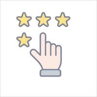 Five stars on a white background with a hand pointing to a star vector
