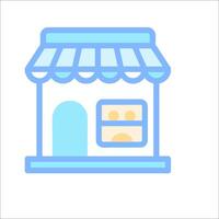 A blue and white icon of a store vector