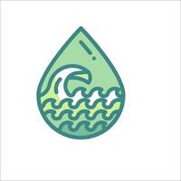 Water drop icon with waves and a bird vector