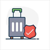 A suitcase with a red check mark and a shield vector