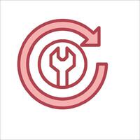 A red and white logo with a wrench in the middle vector