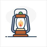 A lamp with a burning candle in it vector