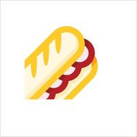 A hot dog icon with a bun and mustard vector
