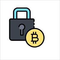 Bitcoin and padlock icon vector