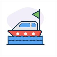 A boat with a flag on top and a flag on the side vector