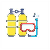 Scuba equipment and mask on a white background vector