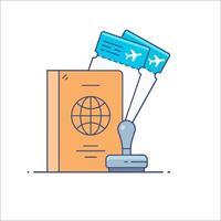 Travel passport and stamp illustration vector