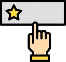 A hand pressing a star button on a white background vector