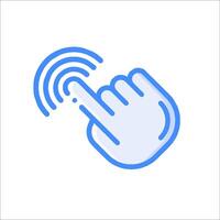 A hand with a finger touching a touch screen icon vector