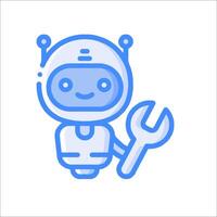 A robot holding a wrench in its hand vector