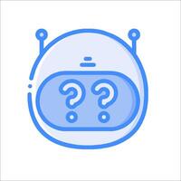A robot with question marks on it vector