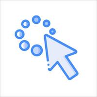 A blue arrow pointing to a bubble icon vector