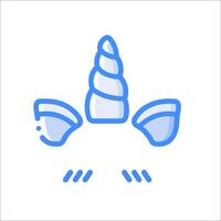 A unicorn head icon with a blue outline vector