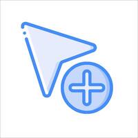 A blue and white icon with a plus sign vector