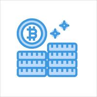 Bitcoin icon with a stack of coins and a bitcoin symbol vector