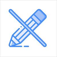 Pencil icon with a crossed out line vector