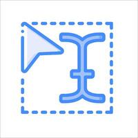 A blue arrow pointing to a symbol for the letter i vector