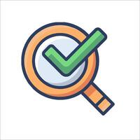 Magnifying icon with check mark illustration vector