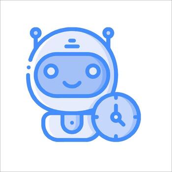 A robot holding a clock and a smiley face vector