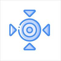 A blue and white icon of a game controller vector