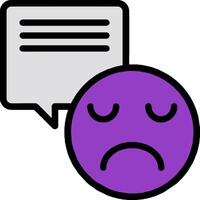 A purple emoticor with a speech bubble vector