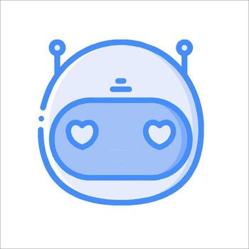 A robot with hearts on its face vector