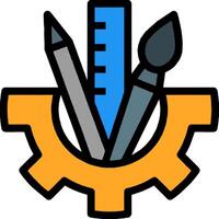 A logo with a ruler, pencil and other tools vector