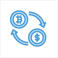 Bitcoin and dollar exchange icon vector