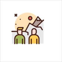 Two people are standing in front of a mountain vector