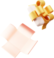 3D White Open Gift Box with Bow Icon png