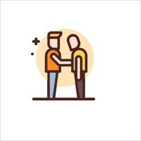 Two people shaking hands with a circle around them vector