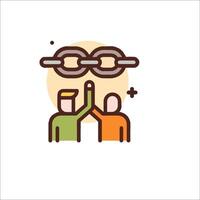 Two people holding a chain with a link between them vector
