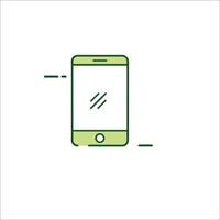 A green phone with a line drawn on it vector