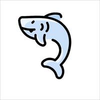 A cartoon shark with a black outline vector