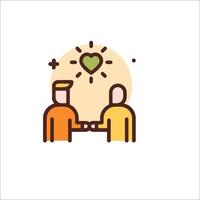 Two people shaking hands with a heart in the middle vector