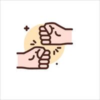 Two hands are holding each other in a fist vector