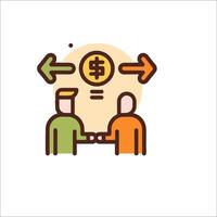 Two people shaking hands with a dollar sign above them vector